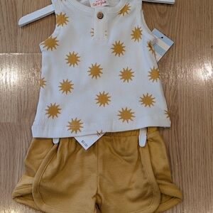 Cat & Jack White Tank with Mustard Sunburst Print and Mustard Shorts
